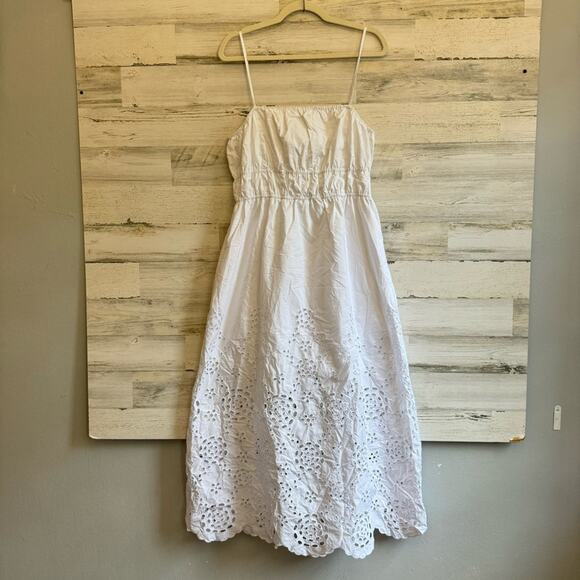 NWT Madewell Embroidered Tank Midi Dress in Poplin White Cotton Boho NS131 - Picture 2 of 15